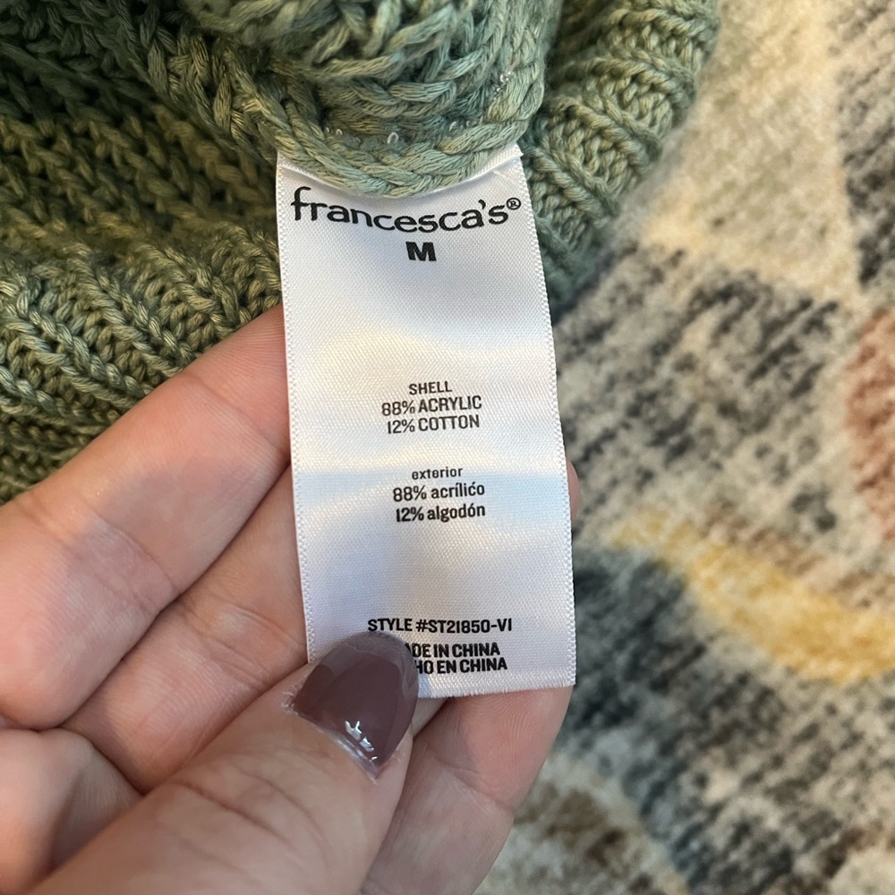 Francesca's Michele Zip Pull Over Green‎ Women’s Medium - Picture 4 of 6